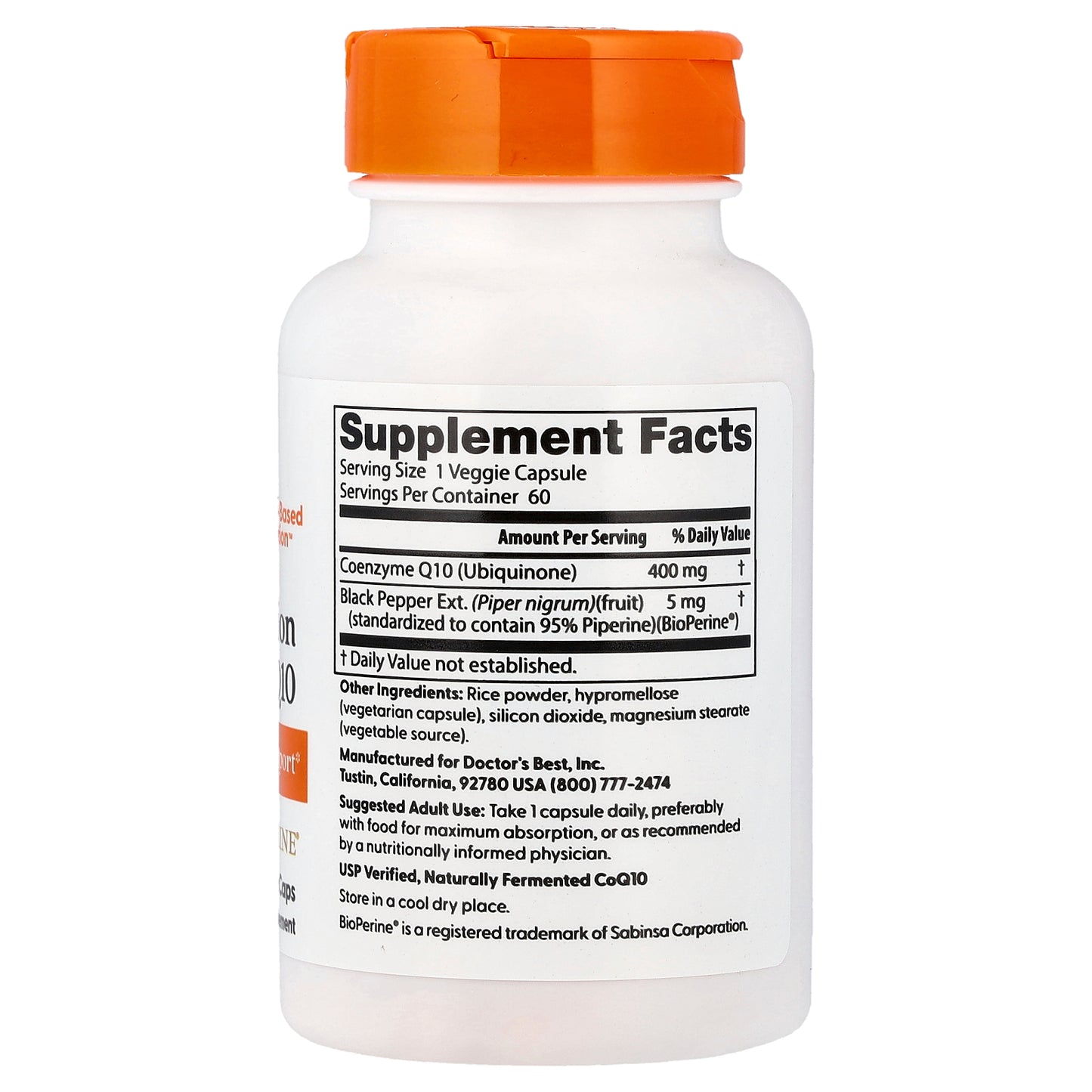 Doctor's Best High Absorption CoQ10 with BioPerine, 400 mg, 60 Veggie Caps