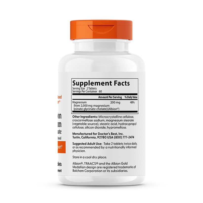 Doctor's Best High Absorption Magnesium, 200 mg Per Serving, 120 Tablets