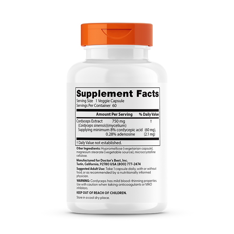 Doctor's Best Ultra Cordyceps, 750 mg, 60 Veggie Caps