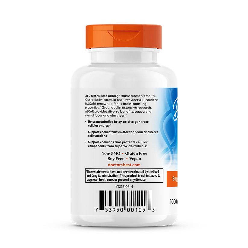 Doctor's Best Acetyl-L-Carnitine, 1000 mg Per Serving, 60 Veggie Caps