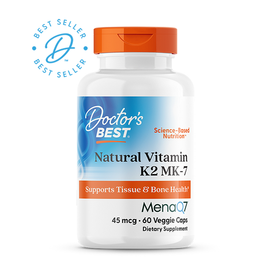 Doctor's Best Natural Vitamin K2 MK-7 with MenaQ7, 45 mcg, 60 Veggie Caps