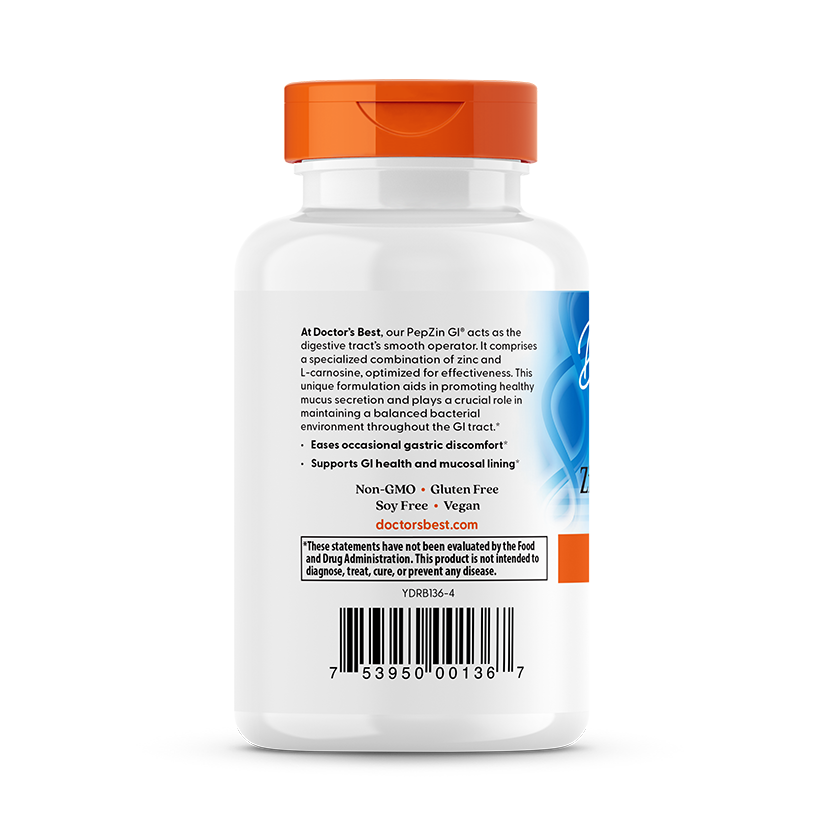 Doctor's Best PepZin GI, Zinc-L-Carnosine Complex, 120 Veggie Caps