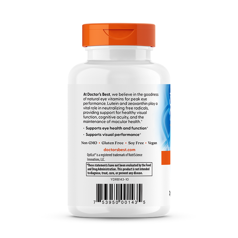 Doctor's Best Lutein from OptiLut, 20 mg Per Serving, 120 Veggie Caps
