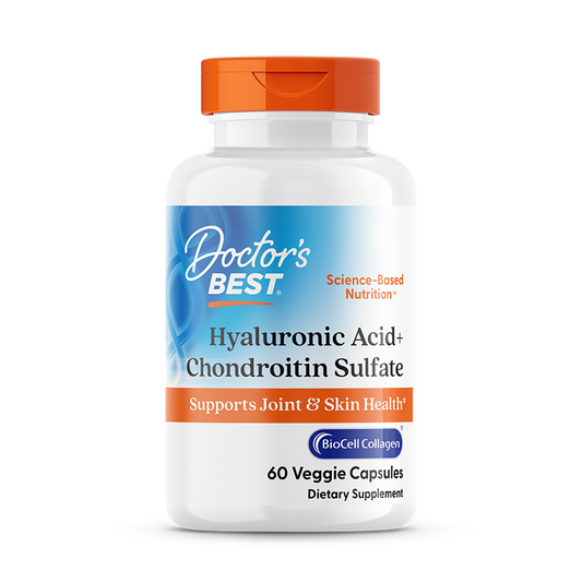 Doctor's Best Hyaluronic Acid + Chondroitin Sulfate with BioCell Collagen, 60 Veggie Caps