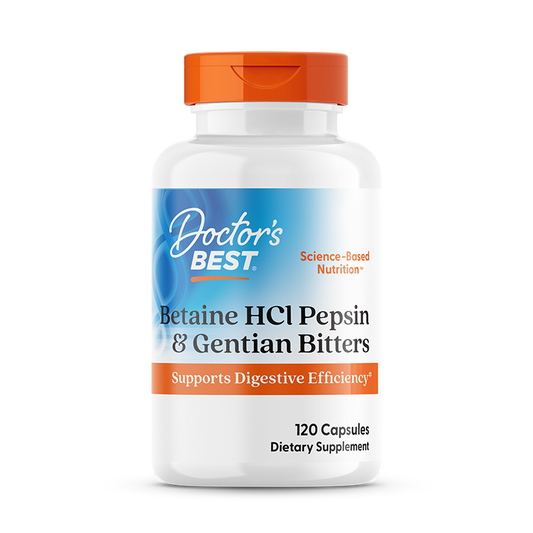 Doctor's Best Betaine HCl Pepsin & Gentian Bitters, 120 Capsules