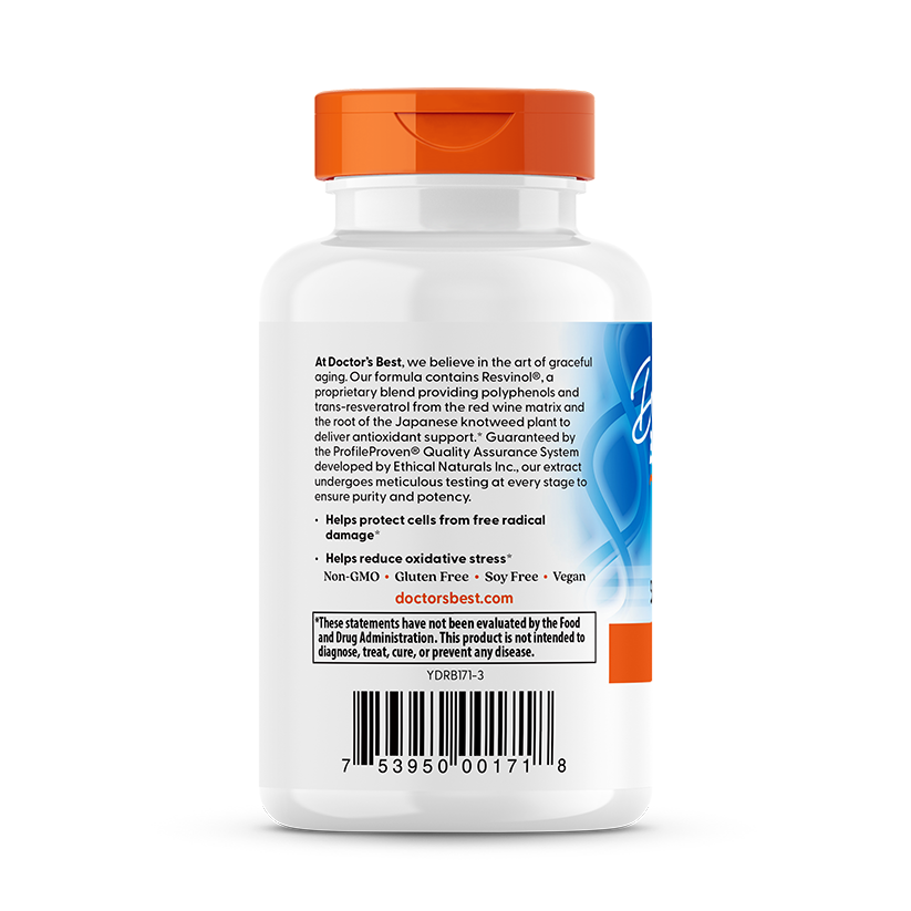 Doctor's Best Trans-Resveratrol 100 with ResVinol, 100 mg, 60 Veggie Caps
