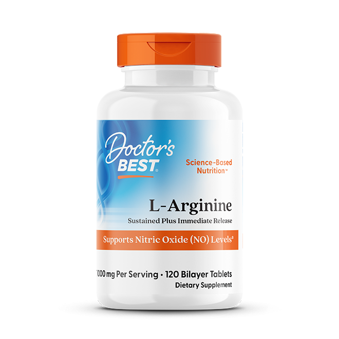 Doctor's Best L-Arginine Sustained Plus Immediate Release, 1000 mg Per Serving, 120 Bilayer Tablets