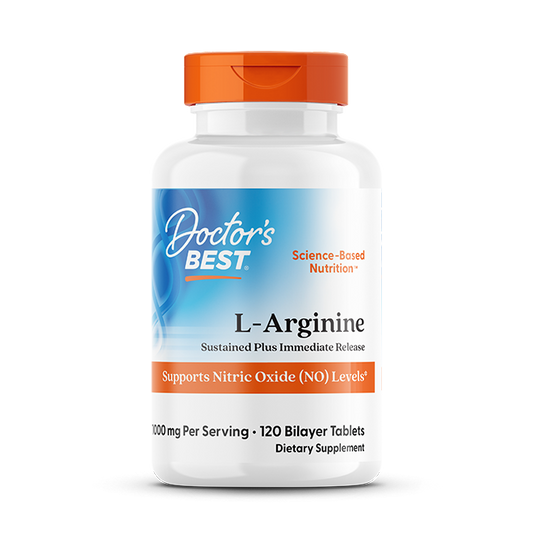 Doctor's Best L-Arginine Sustained Plus Immediate Release, 1000 mg Per Serving, 120 Bilayer Tablets
