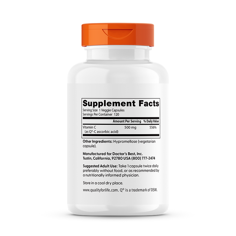 Doctor's Best Vitamin C with Q-C, 500 mg Per Serving, 120 Veggie Caps