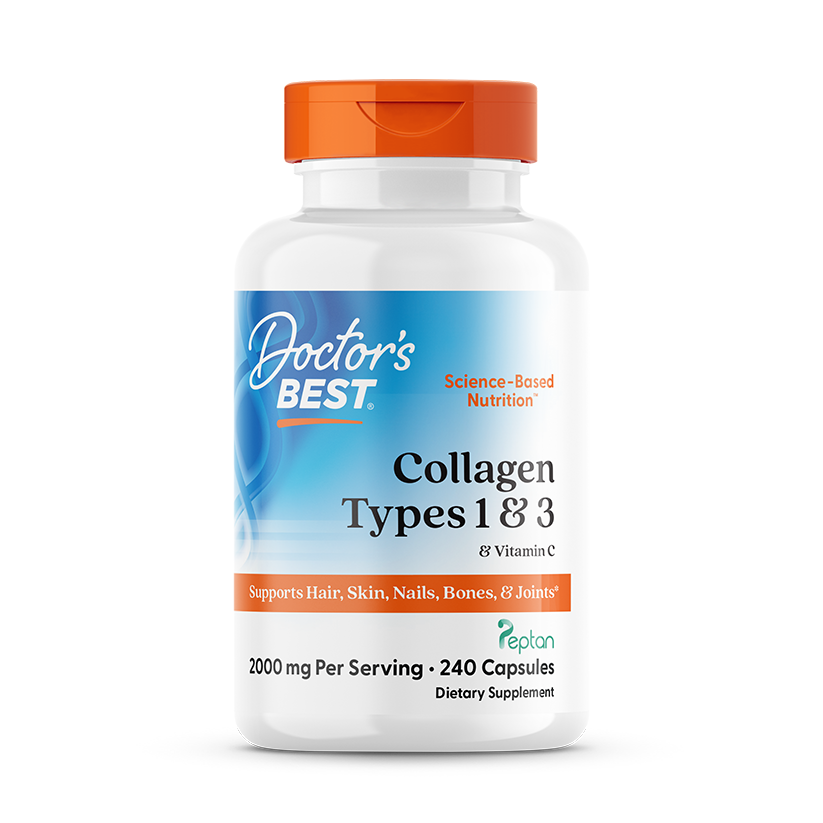 Doctor's Best Collagen Types 1 and 3 with Peptan and Vitamin C, 125 mg, 240 Capsules