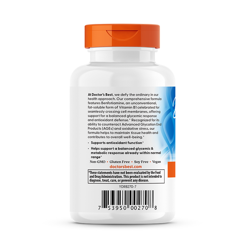 Doctor's Best Benfotiamine with BenfoPure, 300 mg, 60 Veggie Caps