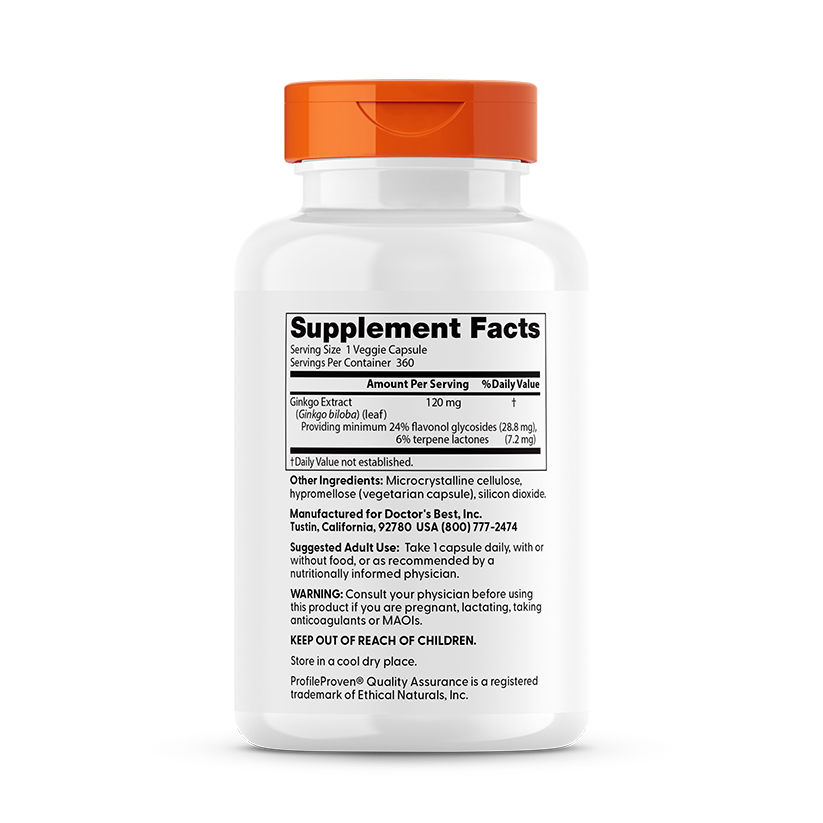 Doctor's Best Extra Strength Ginkgo, 120 mg, 360 Veggie Caps