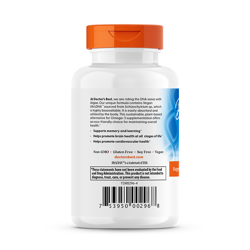 Doctor's Best Vegan DHA from Algae with Life's DHA, 200 mg, 60 Veggie Softgels