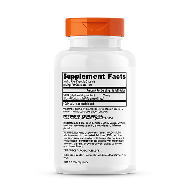Doctor's Best 5-HTP, 100 mg, 180 Veggie Caps