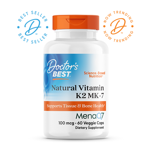 Doctor's Best Natural Vitamin K2 MK-7 with MenaQ7, 100 mcg, 60 Veggie Caps