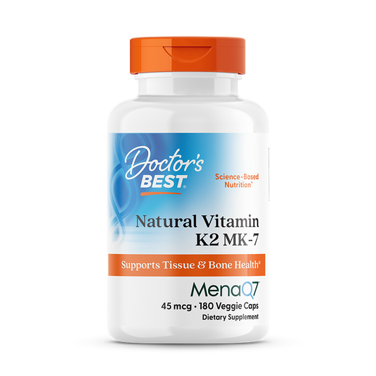 Doctor's Best Natural Vitamin K2 MK-7 with MenaQ7, 45 mcg, 180 Veggie Caps
