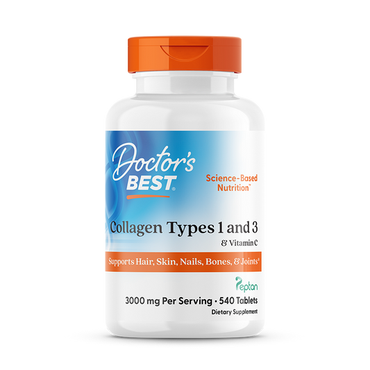 Doctor's Best Collagen Types 1 and 3 with Peptan and Vitamin C, 1,000 mg, 540 Tablets