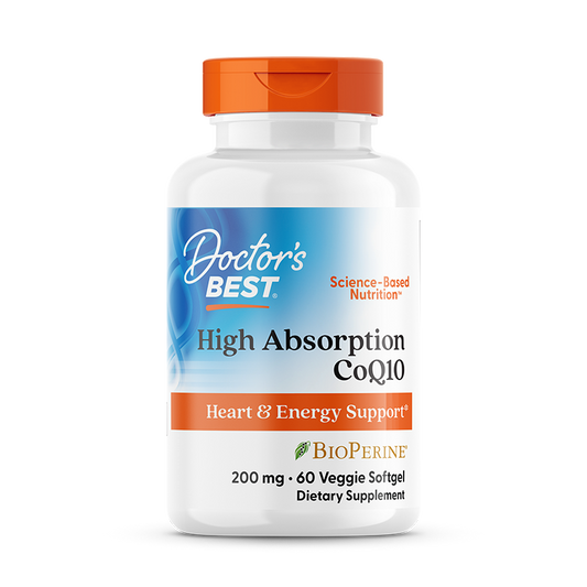 Doctor's Best High Absorption CoQ10 with BioPerine, 200 mg, 60 Veggie Softgels