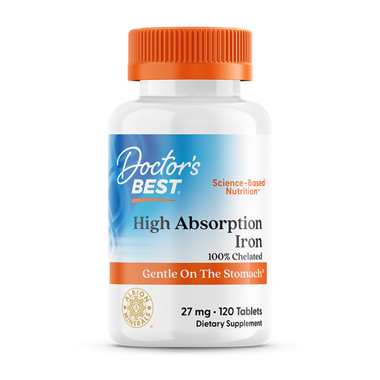 Doctor's Best High Absorption Iron with Ferrochel, 27 mg, 120 Tablets