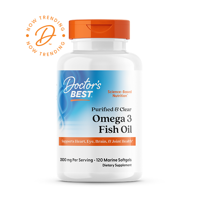 Doctor's Best Purified & Clear Omega 3 Fish Oil, 2000 mg Per Serving, 120 Marine Softgels