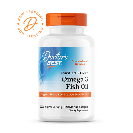 Doctor's Best Purified & Clear Omega 3 Fish Oil, 2000 mg Per Serving, 120 Marine Softgels