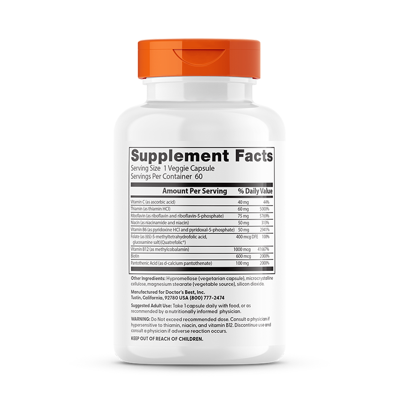 Doctor's Best Fully Active B Complex with Quatrefolic, 60 Veggie Caps