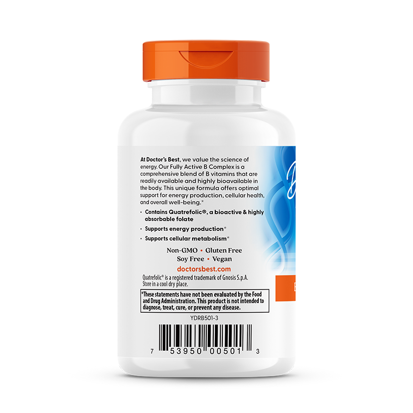 Doctor's Best Fully Active B Complex with Quatrefolic, 60 Veggie Caps