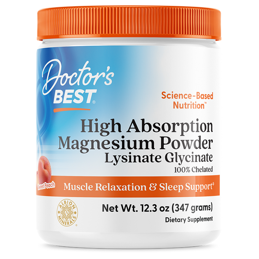 Doctor's Best High Absorption Magnesium Powder, Sweet Peach, 12.3 oz (347 g)