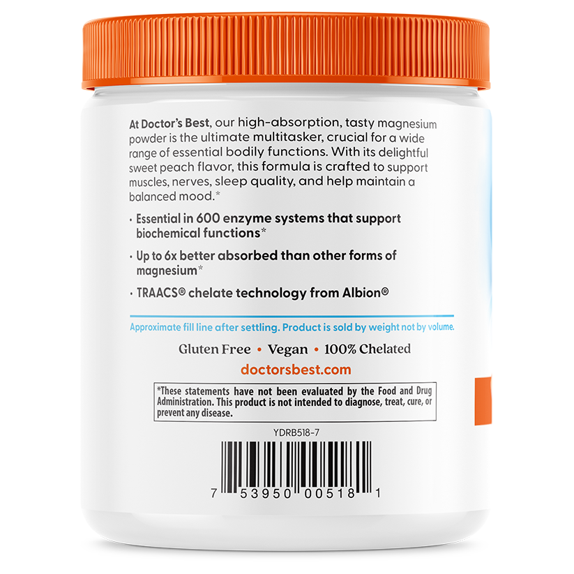 Doctor's Best High Absorption Magnesium Powder, Sweet Peach, 12.3 oz (347 g)