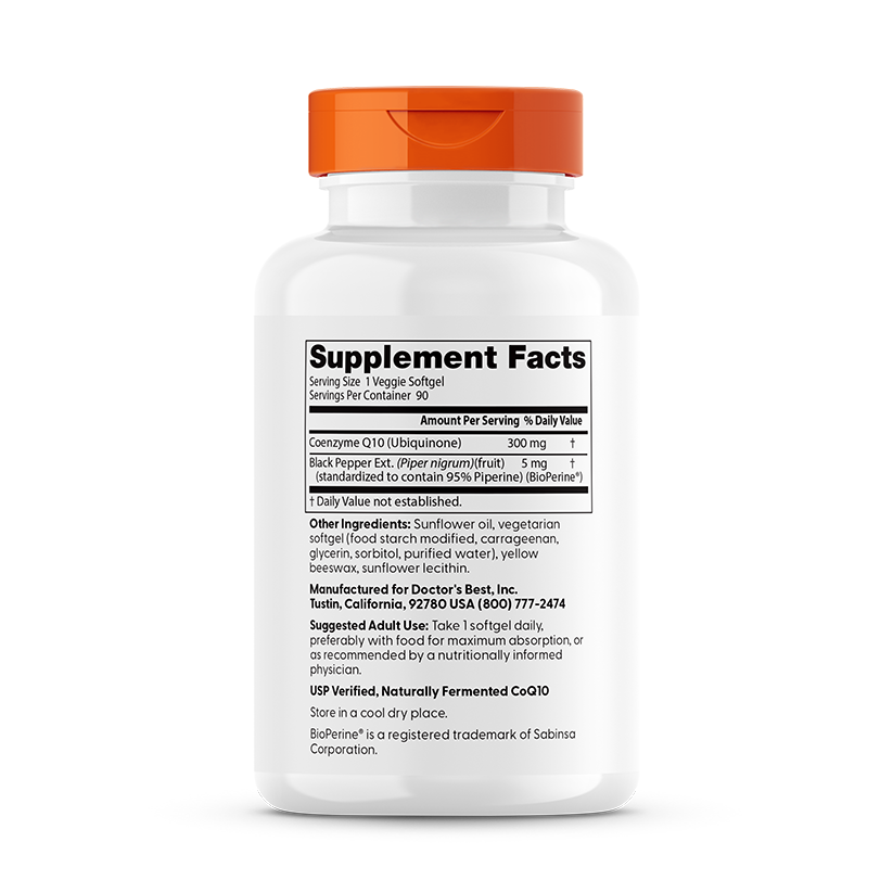 Doctor's Best High Absorption CoQ10 with BioPerine, 300 mg, 90 Veggie Softgels