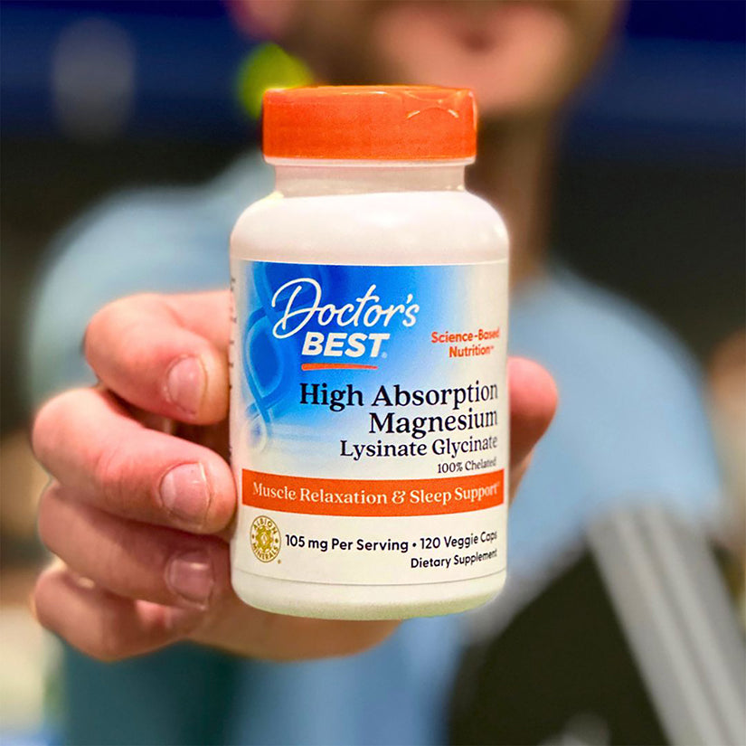 Doctor's Best High Absorption Magnesium, Lysinate Glycinate 100% Chelated, 52.5 mg, 120 Veggie Caps