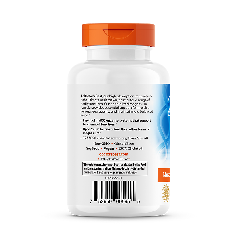 Doctor's Best High Absorption Magnesium, Lysinate Glycinate 100% Chelated, 52.5 mg, 120 Veggie Caps