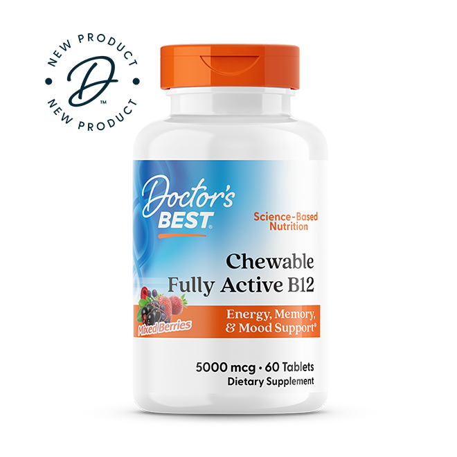 Doctor's Best Chewable Fully Active B12, Mixed Berries, 5,000 mcg, 60 Tablets