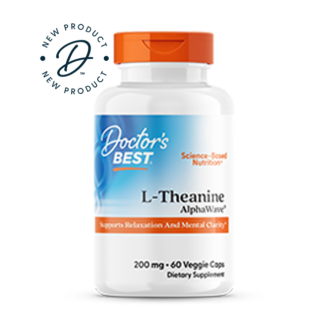 Doctor's Best L-Theanine, AlphaWave®, 200 mg Per Serving, 60 Veggie Caps