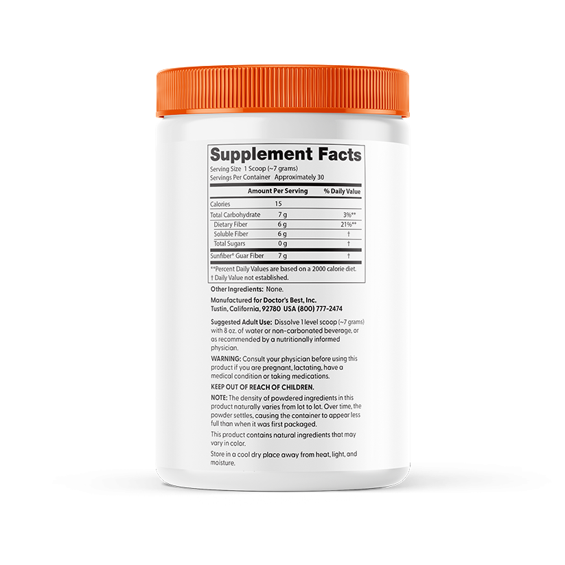 Doctor's Best Prebiotic Powder, Sunfiber®, Unflavored, 7.4 oz (210 g)