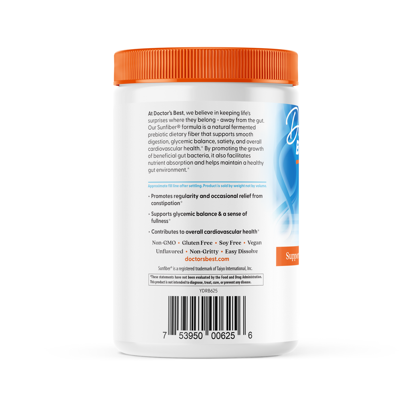 Doctor's Best Prebiotic Powder, Sunfiber®, Unflavored, 7.4 oz (210 g)