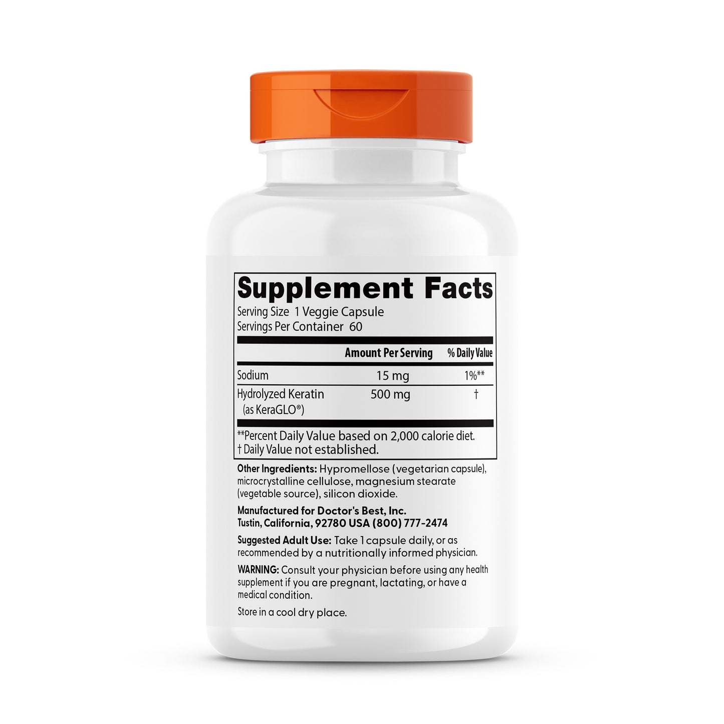 Doctor's Best Hydrolyzed Keratin, 500 mg, 60 Veggie Caps