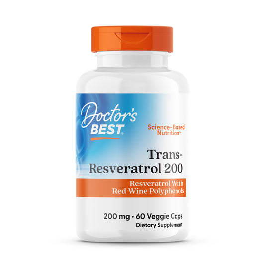 Doctor's Best Trans-Resveratrol 200  with Resvinol, 200 mg, 60 Veggie Caps