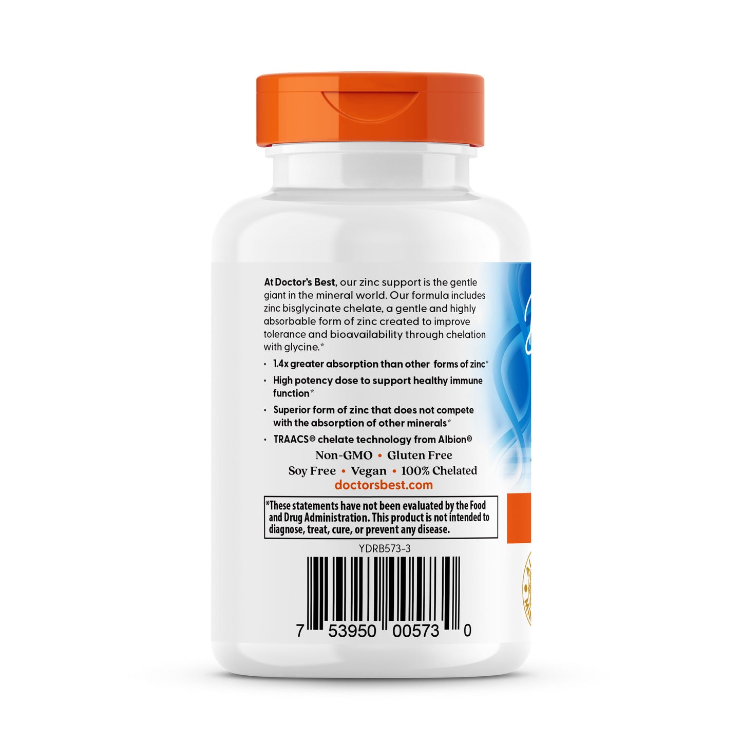 Doctor's Best High Absorption Zinc Bisglycinate, 100% Chelated, 50 mg, 90 Veggie Caps