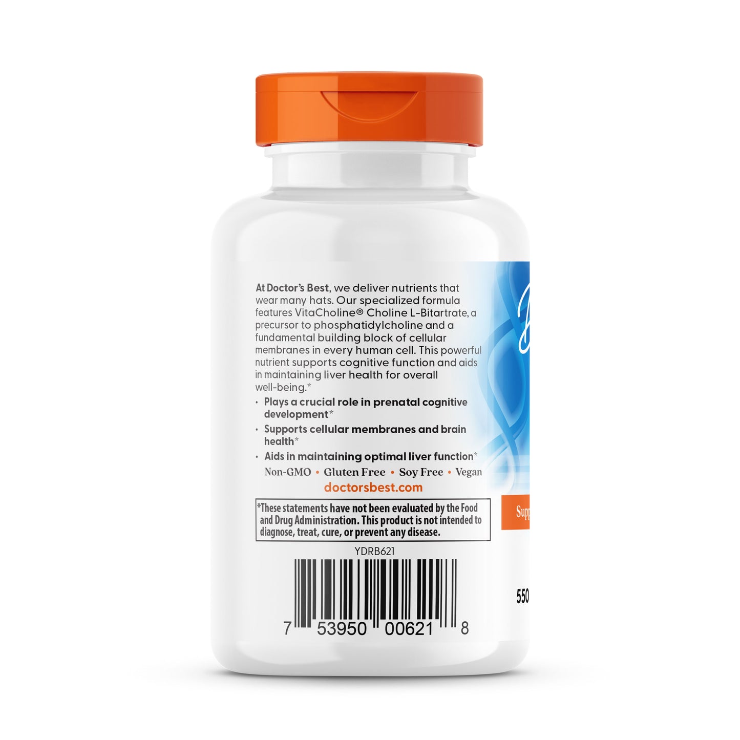 Doctor's Best Choline L-Bitartrate, 550 mg Per Serving, 60 Veggie Caps