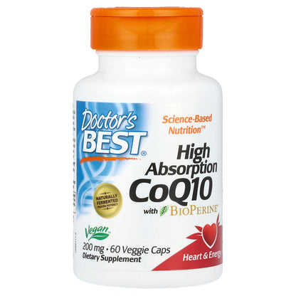 Doctor's Best High Absorption CoQ10 with BioPerine, 200 mg, 60 Veggie Caps