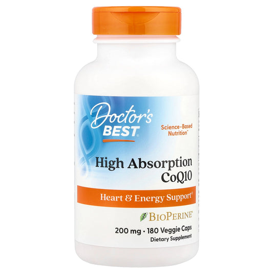 Doctor's Best High Absorption CoQ10 with BioPerine, 200 mg, 180 Veggie Caps