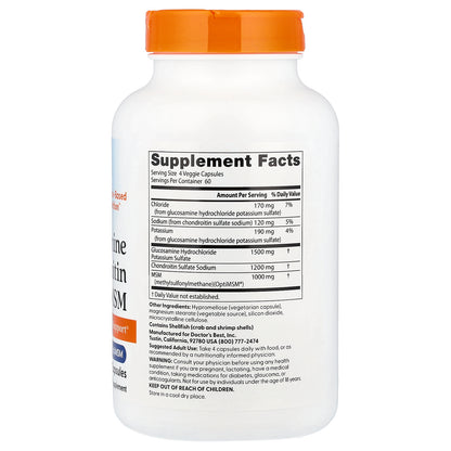 Doctor's Best Glucosamine Chondroitin MSM with OptiMSM, 240 Veggie Caps