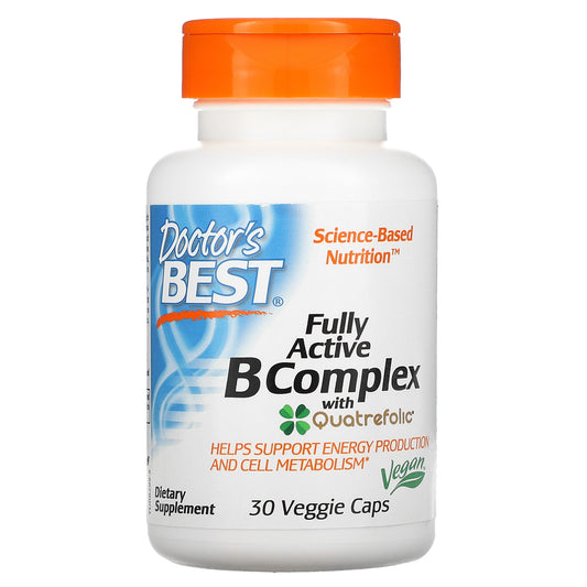 Doctor's Best Fully Active B Complex with Quatrefolic, 30 Veggie Caps