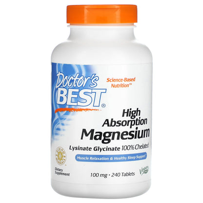 Doctor's Best High Absorption Magnesium, 100 mg, 240 Tablets
