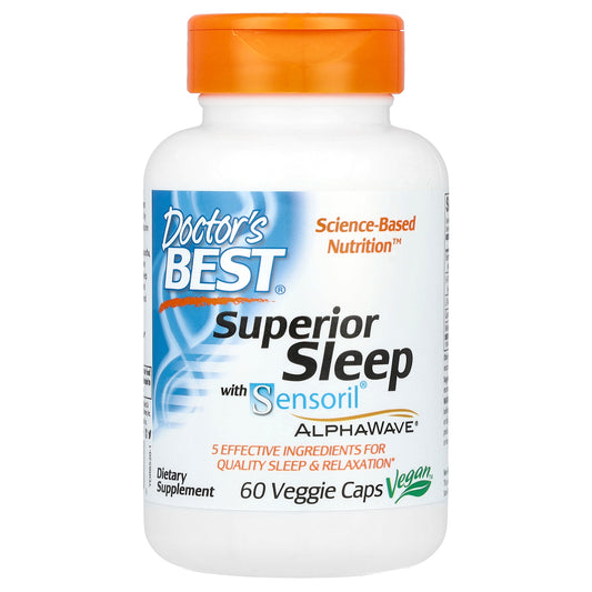 Doctor's Best Superior Sleep with Sensoril AlphaWave, 60 Veggie Caps