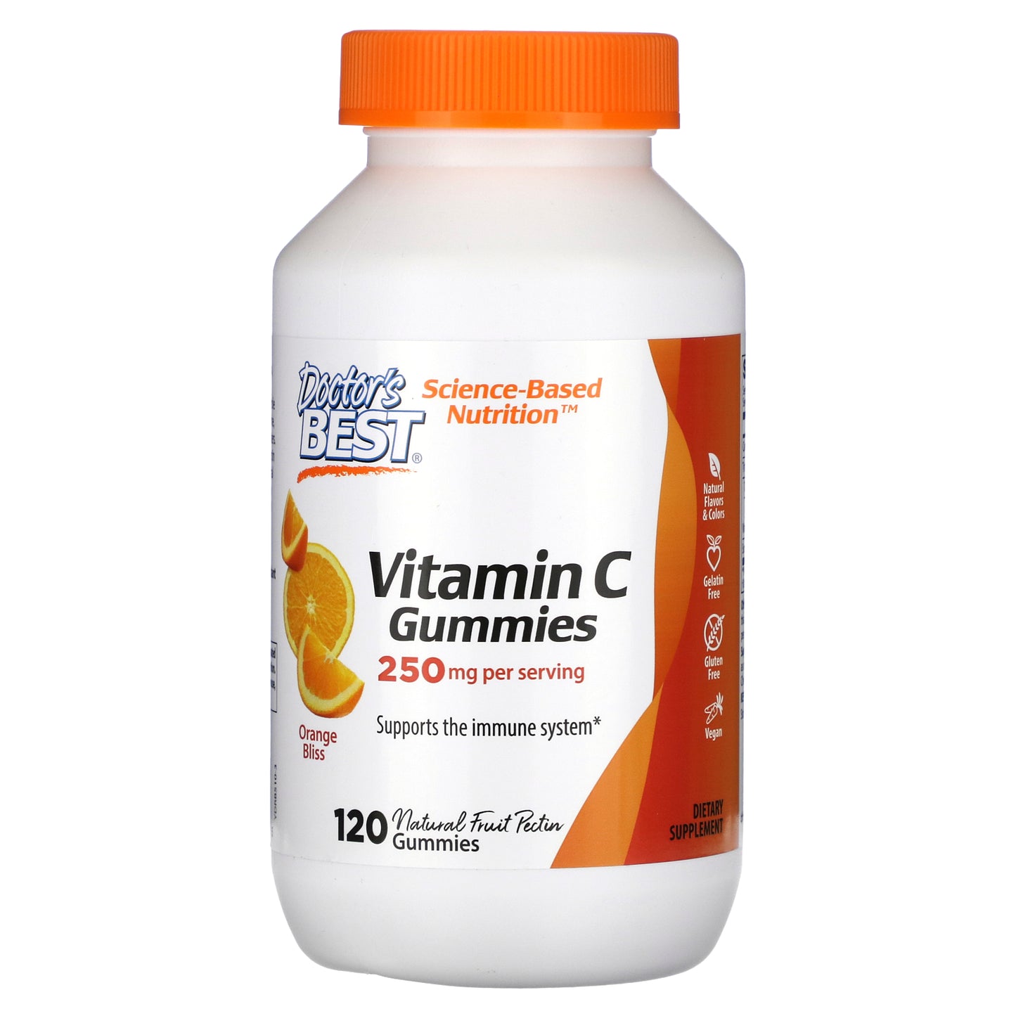Doctor's Best Vitamin C Gummies, Orange Bliss, 125 mg, 120 Gummies