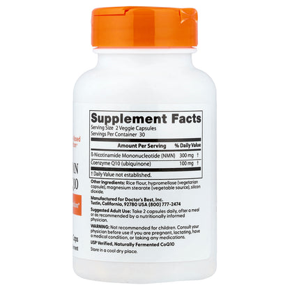 Doctor's Best NMN + CoQ10, 150 mg, 60 Veggie Caps