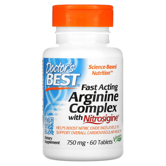 Doctor's Best Fast Acting Arginine Complex with Nitrosigine, 750 mg, 60 Tablets