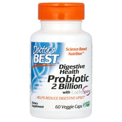 Doctor's Best Digestive Health, Probiotic with LactoSpore, 2 Billion, 60 Veggie Caps